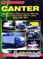 Mitsubishi Canter: Модели 2WD and 4WD с 1993 года выпуска; Двигатели: 4D33 (4: 2), 4D34-T4 (3. 9), 4D35 (4. 6), 4D36 (3. 6), 4M-40 (2. 8), 4M-51 (5. 2). Устройство, техническое обслуживание и ремонт